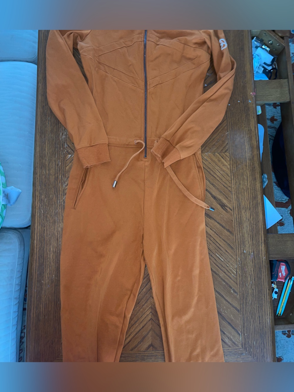 Lovello Chestnut Brown Zip-Up Top with Black Zipper
